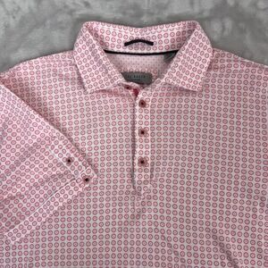 Ted Baker Shirt Mens 2 White Orange Pattern Polo Old Money Preppy Resort Golf